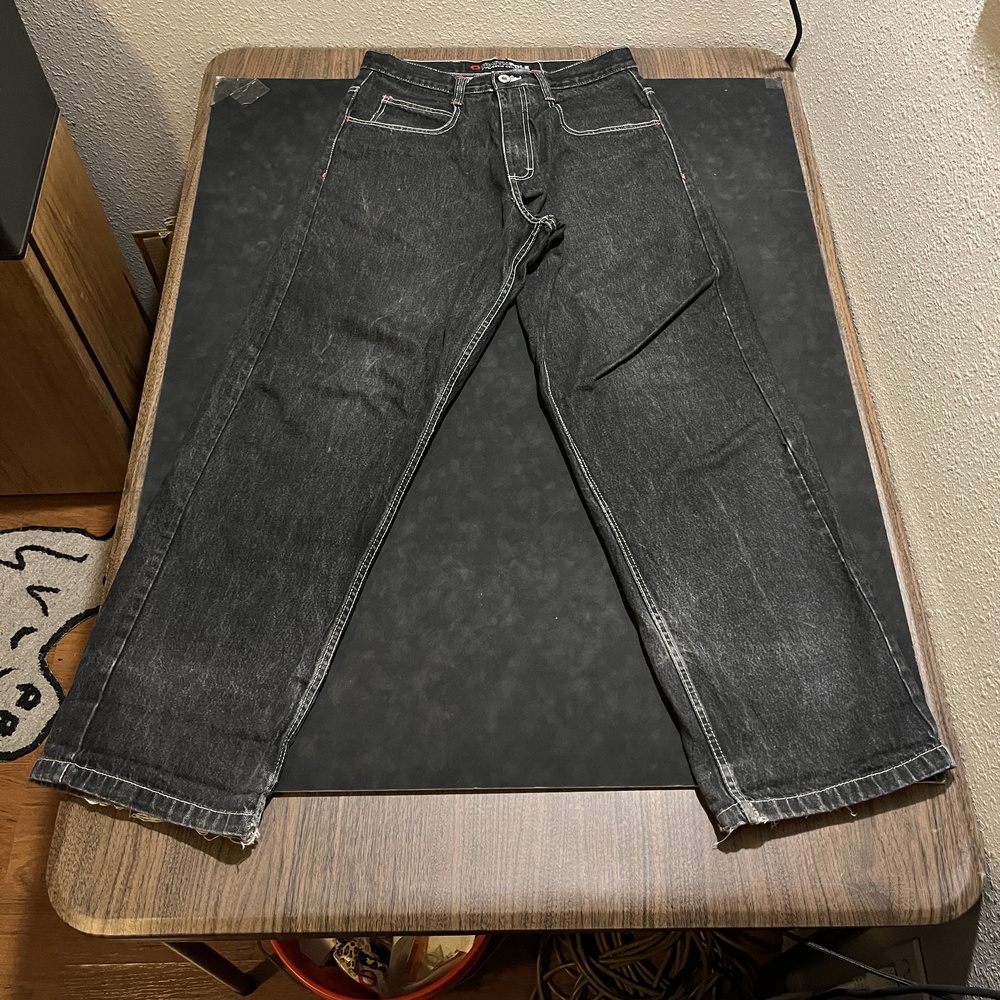 Southpole Black Jeans Mens 32x33 Straight Leg Baggy Distressed Denim Pants Y2k
